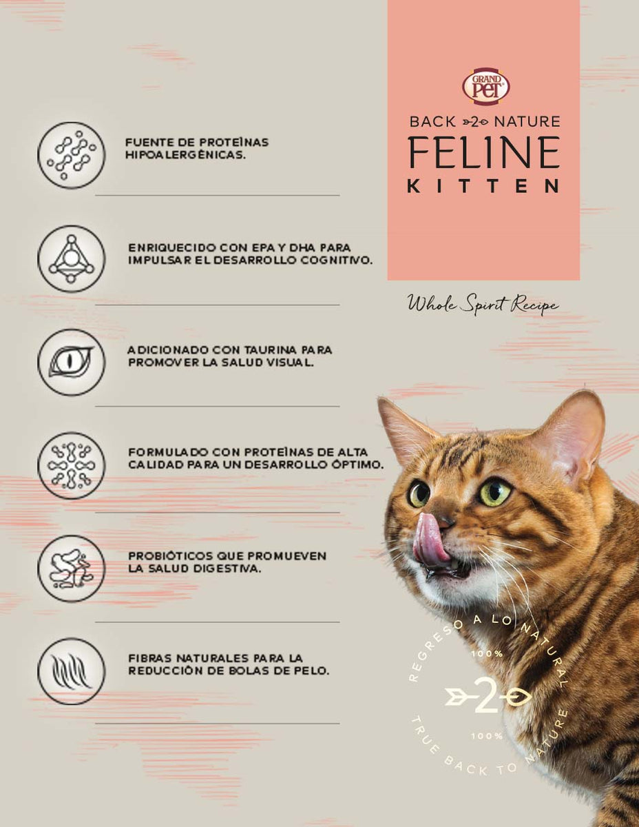 Back 2 Nature Feline Kittens® Alimento Gatito Receta Rana, Pavo y