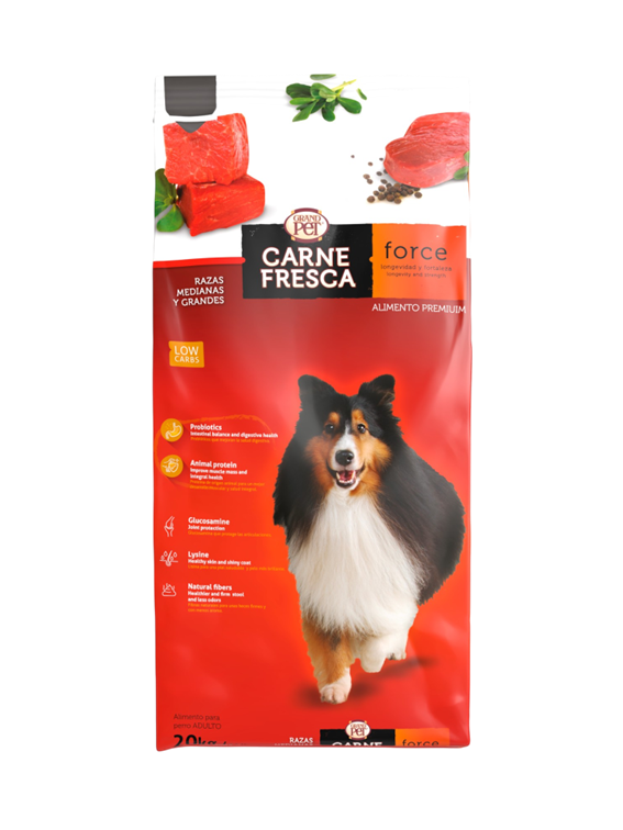 GrandPet Carne Fresca Force® Alimento Para Perro Adulto Raza Mediana y Grande