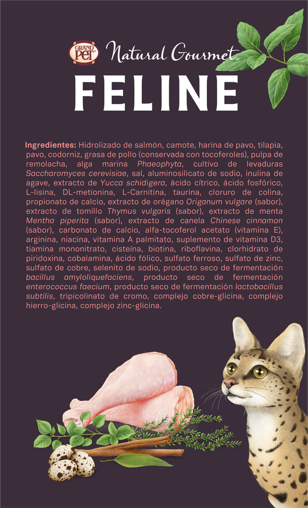Grandpet Natural Gourmet Feline® Alimento Gato Receta Tilapia y Pavo