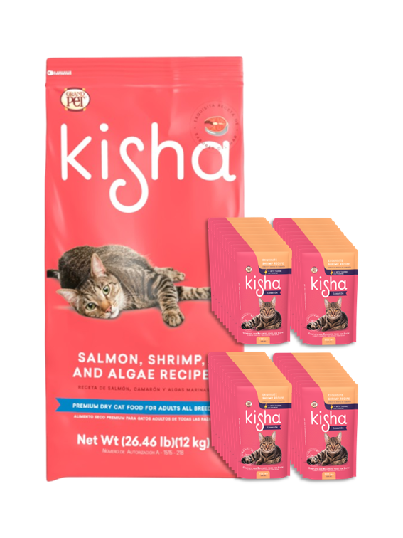 Kisha Adulto 12 Kg + 40 Sobres Receta Camarón