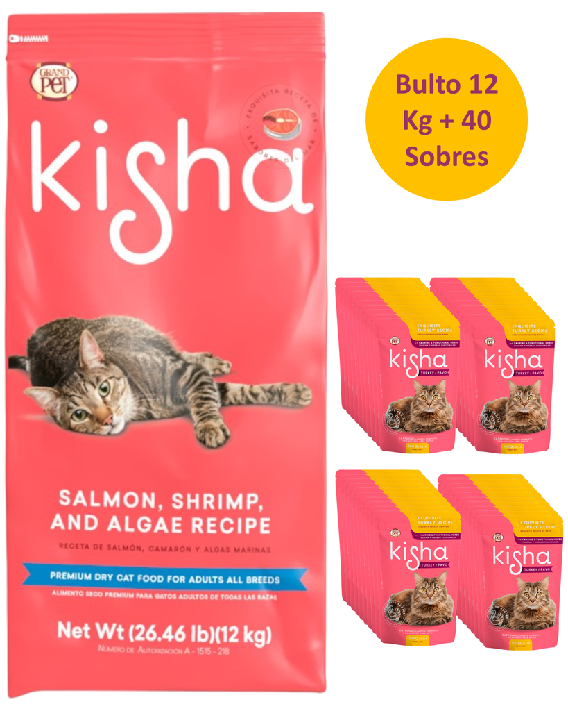 Kisha Adulto + 40 Sobres Sabor Pavo
