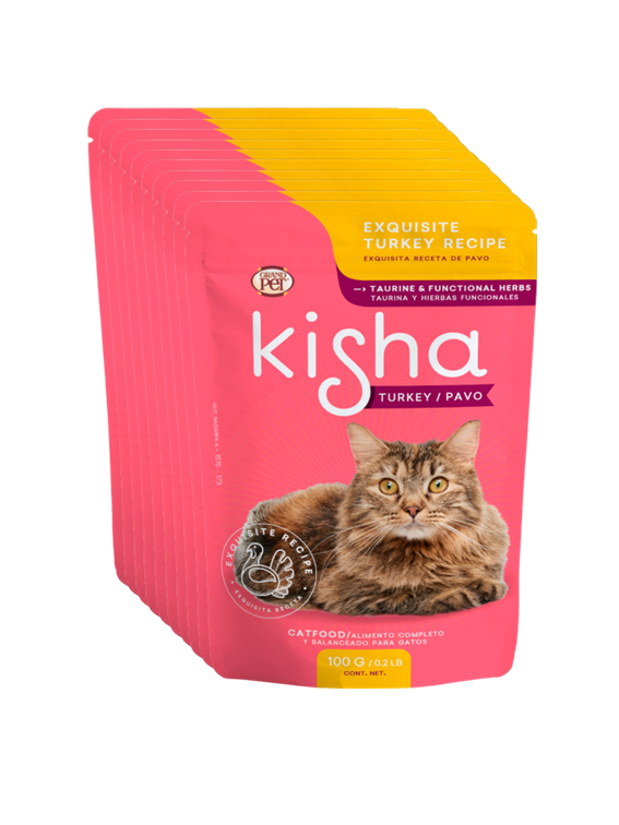 GrandPET Kisha® Sobre 85 Gr Alimento Húmedo Gato Receta de Pavo