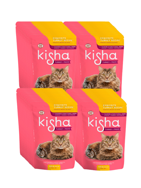 GrandPET Kisha® Sobre 85 Gr Alimento Húmedo Gato Receta de Pavo