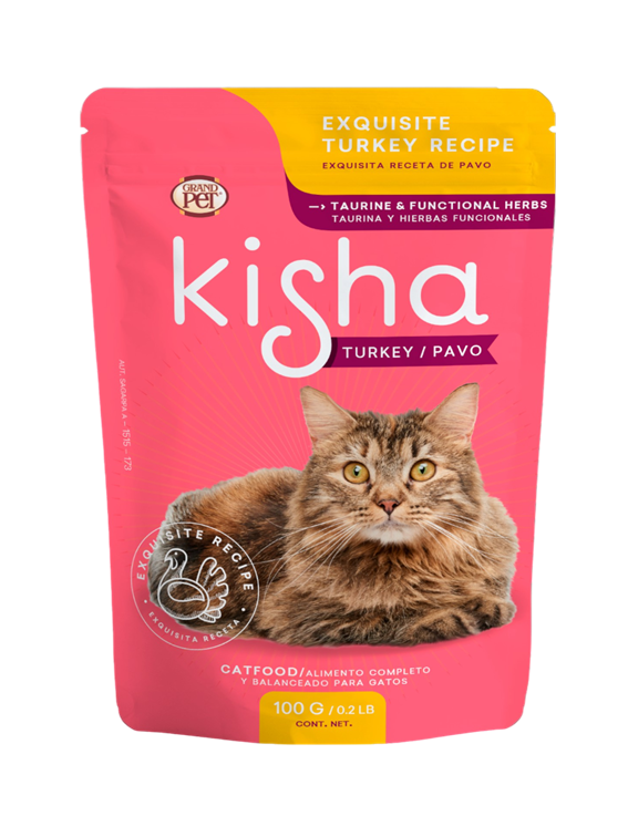 GrandPET Kisha® Sobre 85 Gr Alimento Húmedo Gato Receta de Pavo