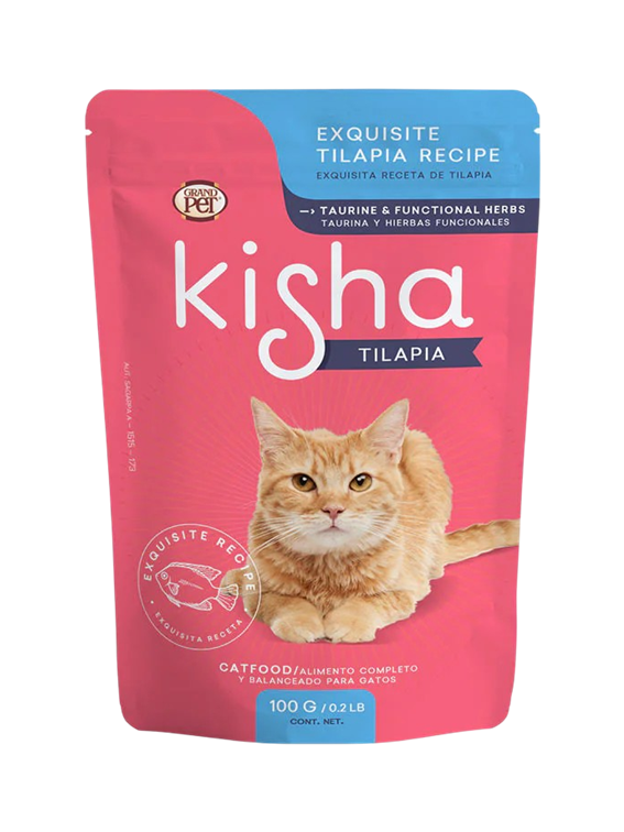 GrandPET Kisha® Sobre 85 Gr Alimento Húmedo Gato Receta Tilapia