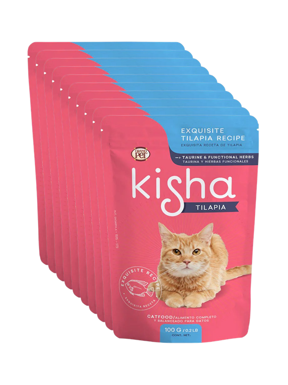 GrandPET Kisha® Sobre 85 Gr Alimento Húmedo Gato Receta Tilapia