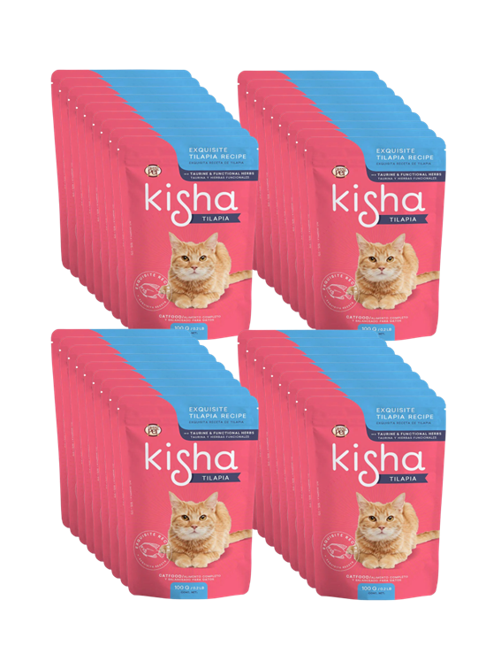 GrandPET Kisha® Sobre 85 Gr Alimento Húmedo Gato Receta Tilapia