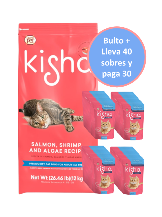 Kisha Adulto 12 Kg + 40 Sobres Receta Tilapia