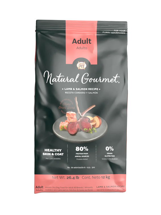 GrandPet Natural Gourmet® Piel y Pelo Saludables Alimento Perro Adulto Receta Cordero y Salmón