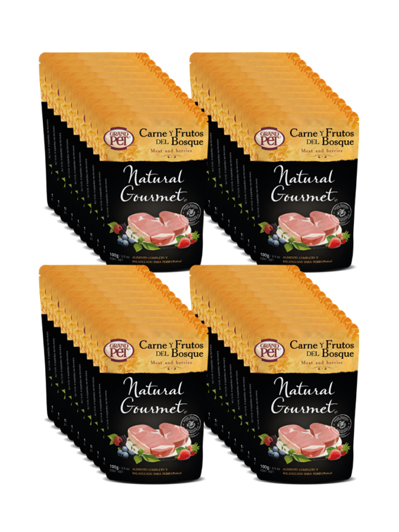 GrandPET Natural Gourmet® Sobre Alimento Húmedo Perro Receta Carne y Frutos del Bosque