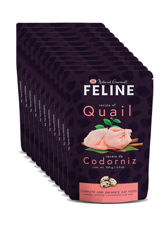 Natural Gourmet Feline® Sobre 85 Gr Alimento Húmedo Gato Receta Codorniz