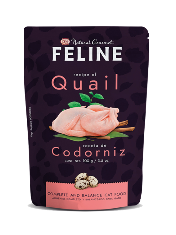 Natural Gourmet Feline® Sobre 85 Gr Alimento Húmedo Gato Receta Codorniz