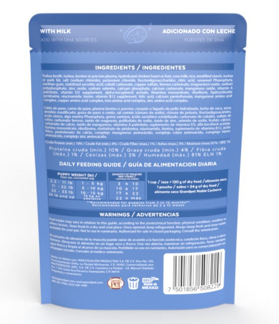 GrandPET Noble® Sobre Alimento Húmedo Perro Cachorro Receta Pavo y Arroz 100gr