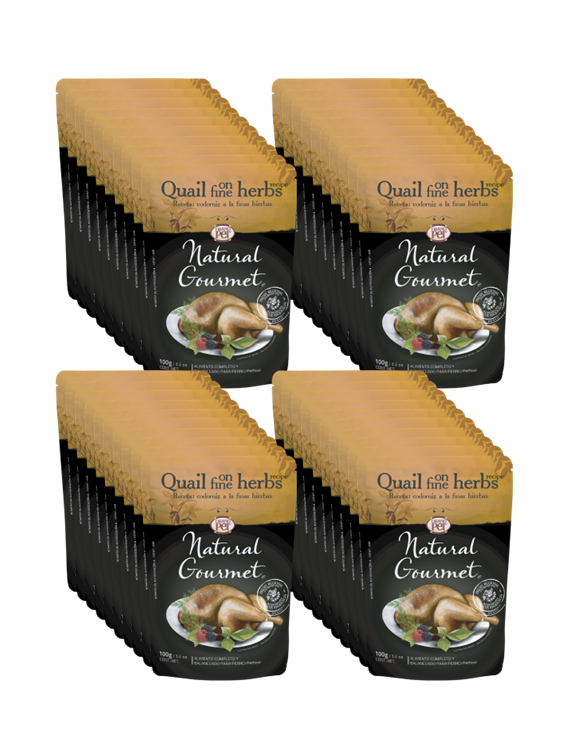 GrandPET Natural Gourmet® Sobre 100 Gr Alimento Húmedo Perro Receta Codorniz a las Finas Hierbas
