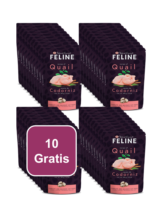 Natural Gourmet Feline® Sobre 85 Gr Alimento Húmedo Gato Receta Codorniz