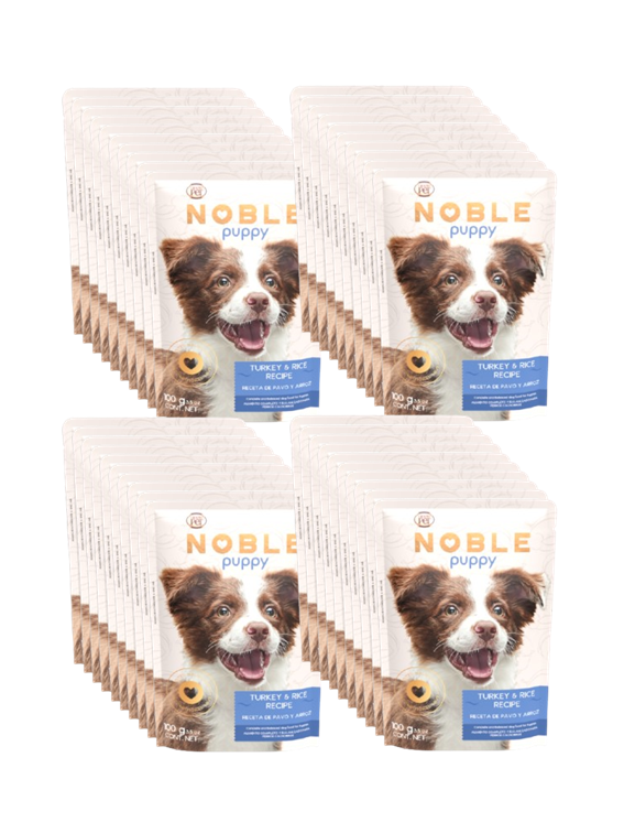GrandPET Noble® Sobre 100 Gr Alimento Húmedo Perro Cachorro Receta Pavo y Arroz
