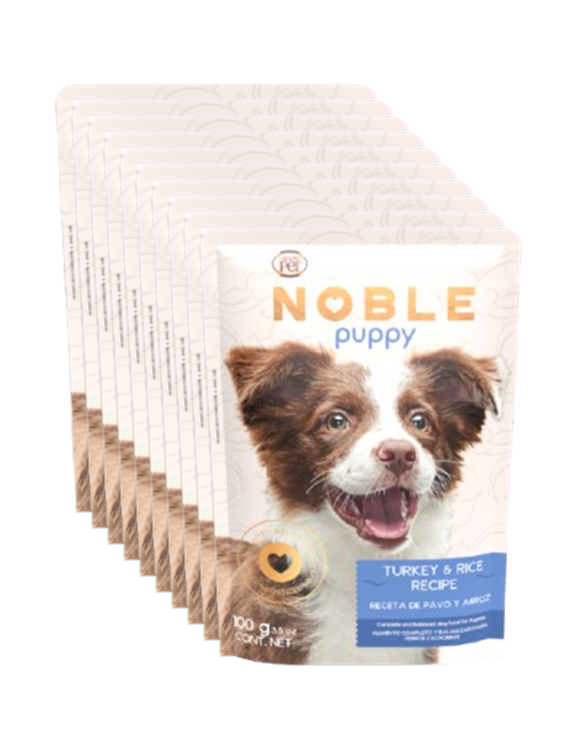 GrandPET Noble® Sobre 100 Gr Alimento Húmedo Perro Cachorro Receta Pavo y Arroz
