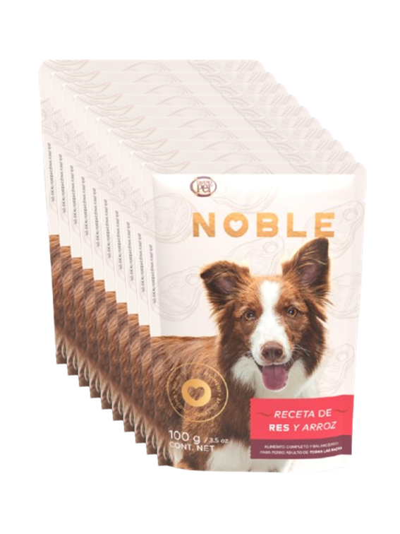 GrandPET Noble® Sobre 100 Gr Alimento Húmedo Perro Adulto Receta de Res y Arroz
