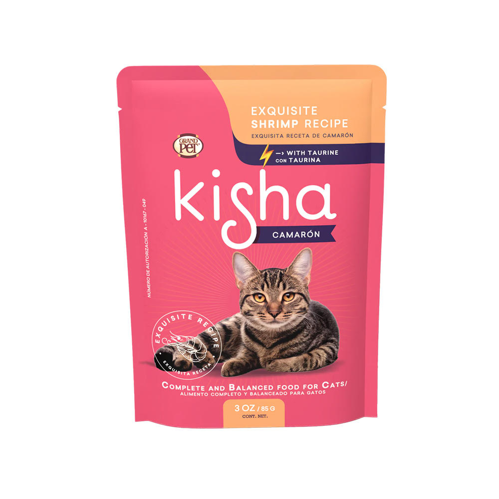 GrandPET Kisha® Sobre de Alimento Húmedo para Gato Receta Camarón 85 Gr