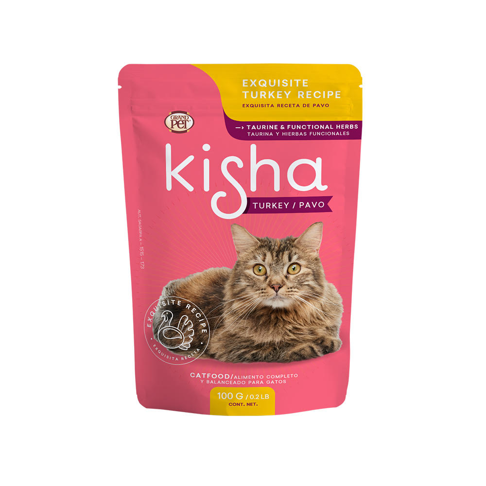 GrandPET Kisha® Pouche Receta de Pavo 40 Pzs