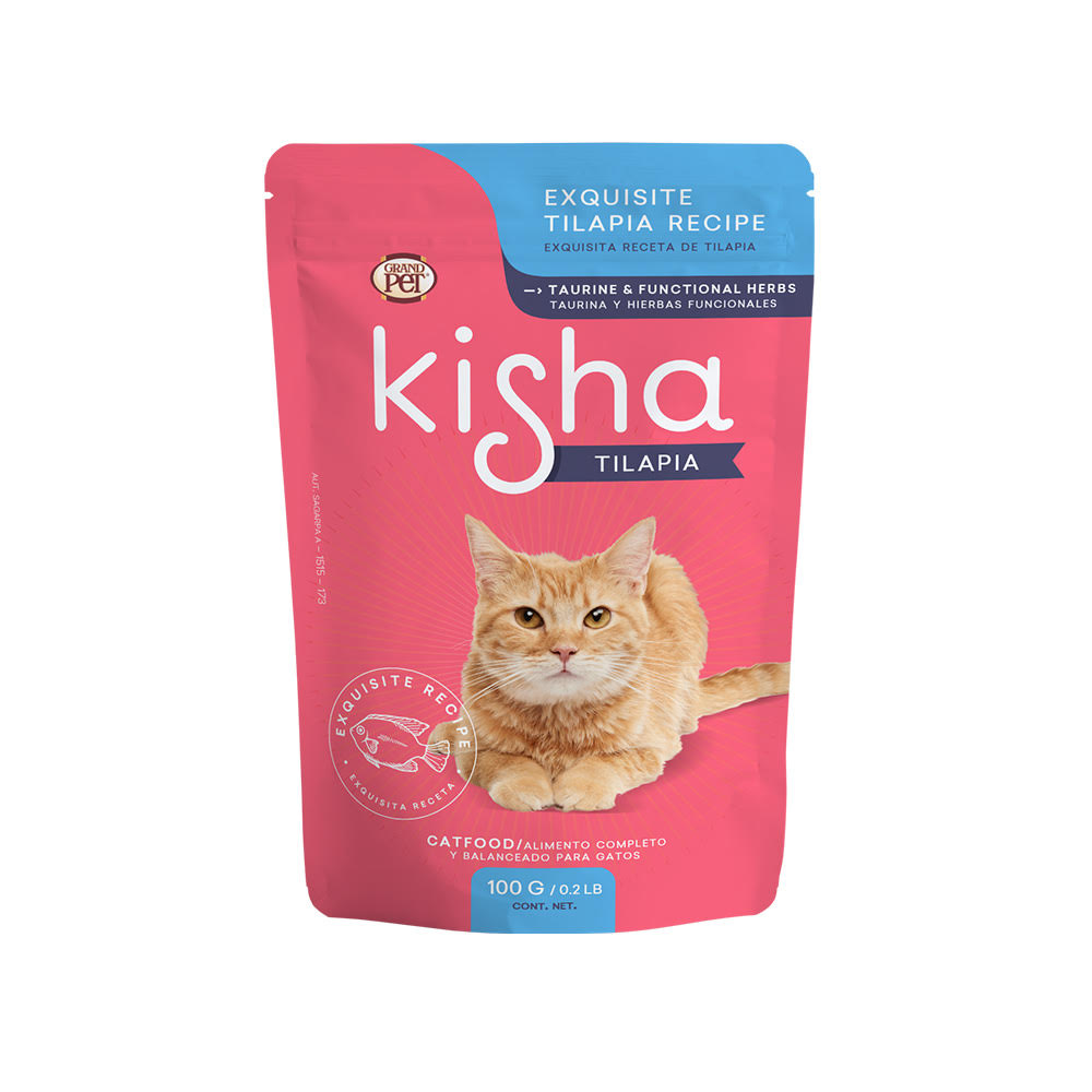 GrandPET Kisha® Sobre de Alimento Húmedo para Gato Receta Tilapia 85 gr